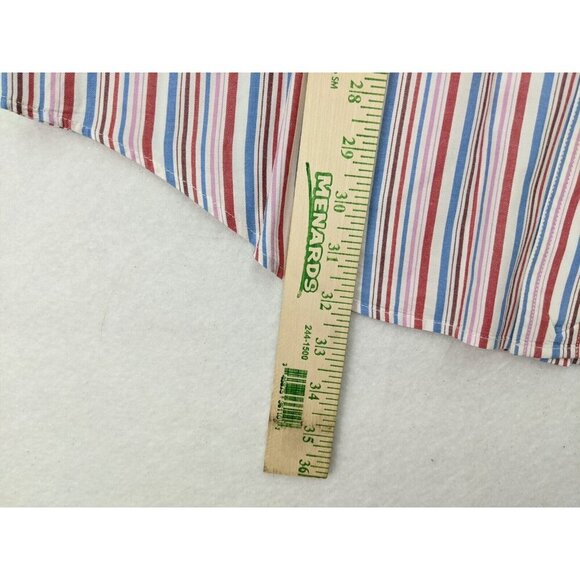 Chaps Men's Shirt Size L Red White Blue Striped Long Sleeve Button-Up - Picture 10 of 12